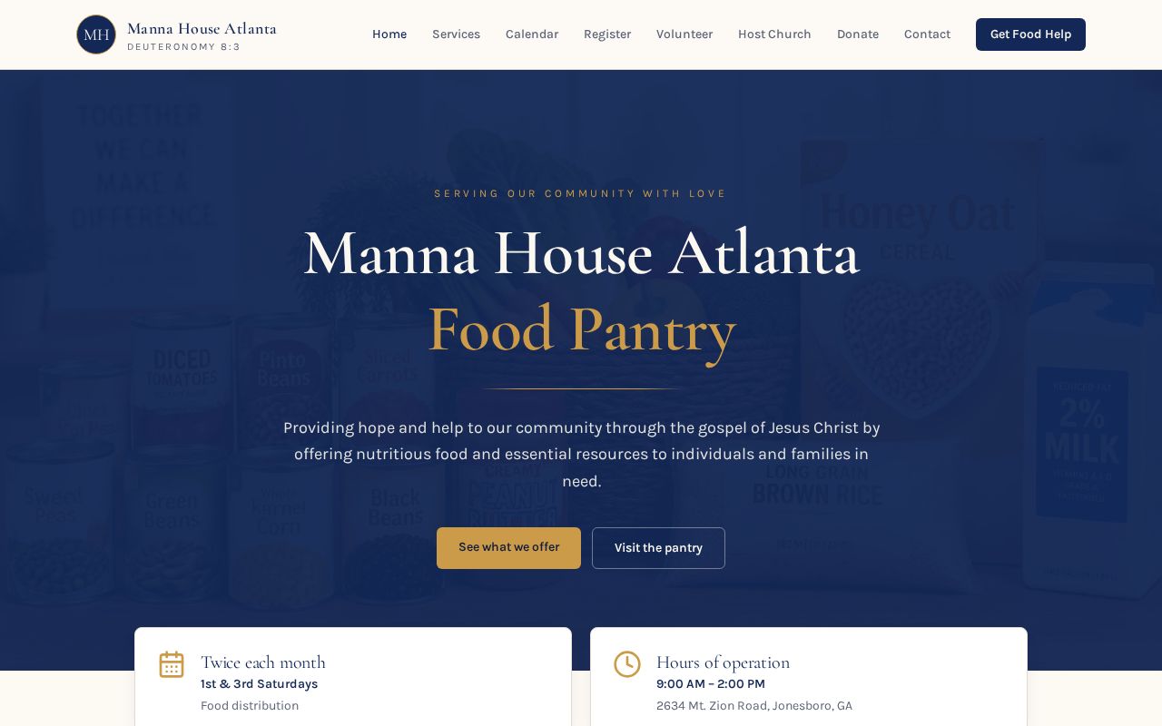 Manna House website design preview
